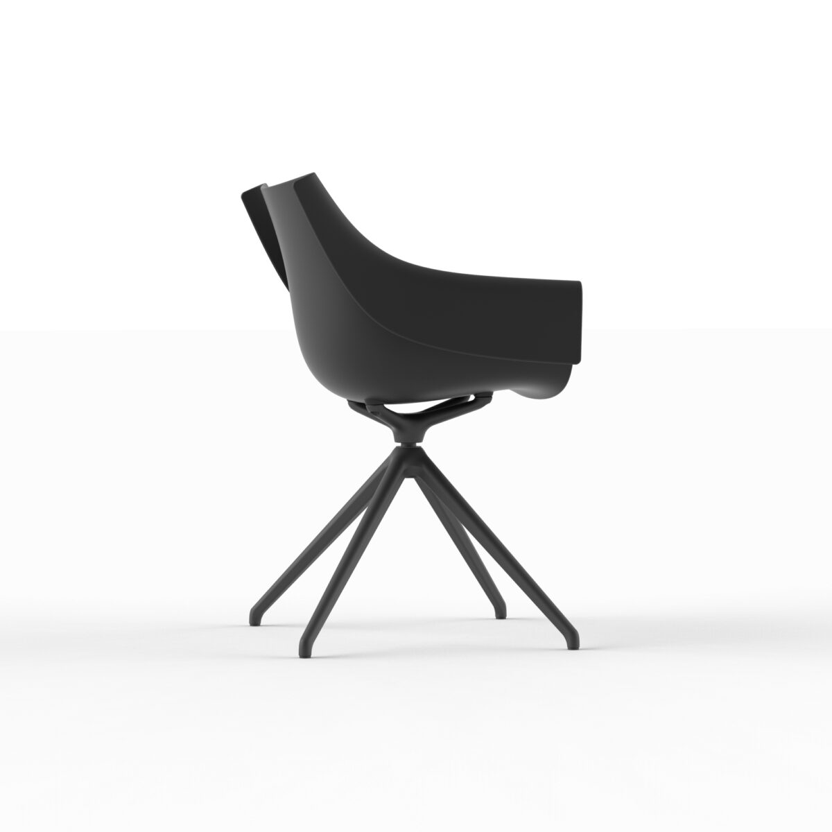"Contemporary MANTA Swivel Armchair by Vondom with a bold, rotating base."