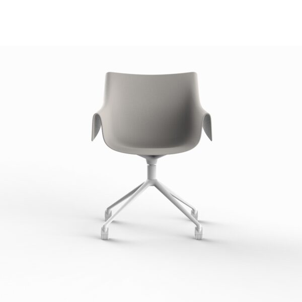"Futuristic MANTA Swivel Chair by Vondom featuring caster wheels and dynamic form."