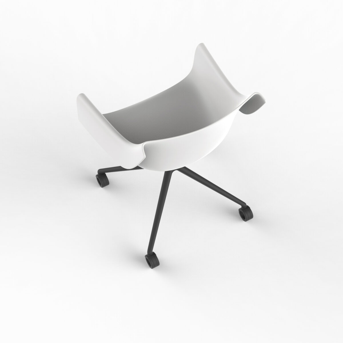 "Sleek MANTA Armchair by Vondom combining modern design with caster mobility."