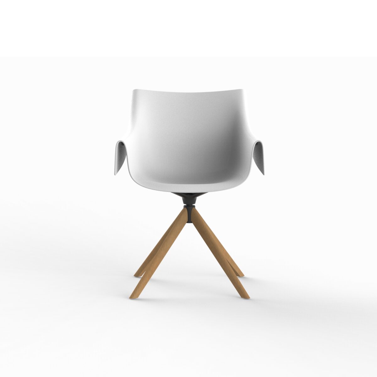 "MANTA Swivel Armchair by Vondom offering ergonomic comfort and a natural wood touch."