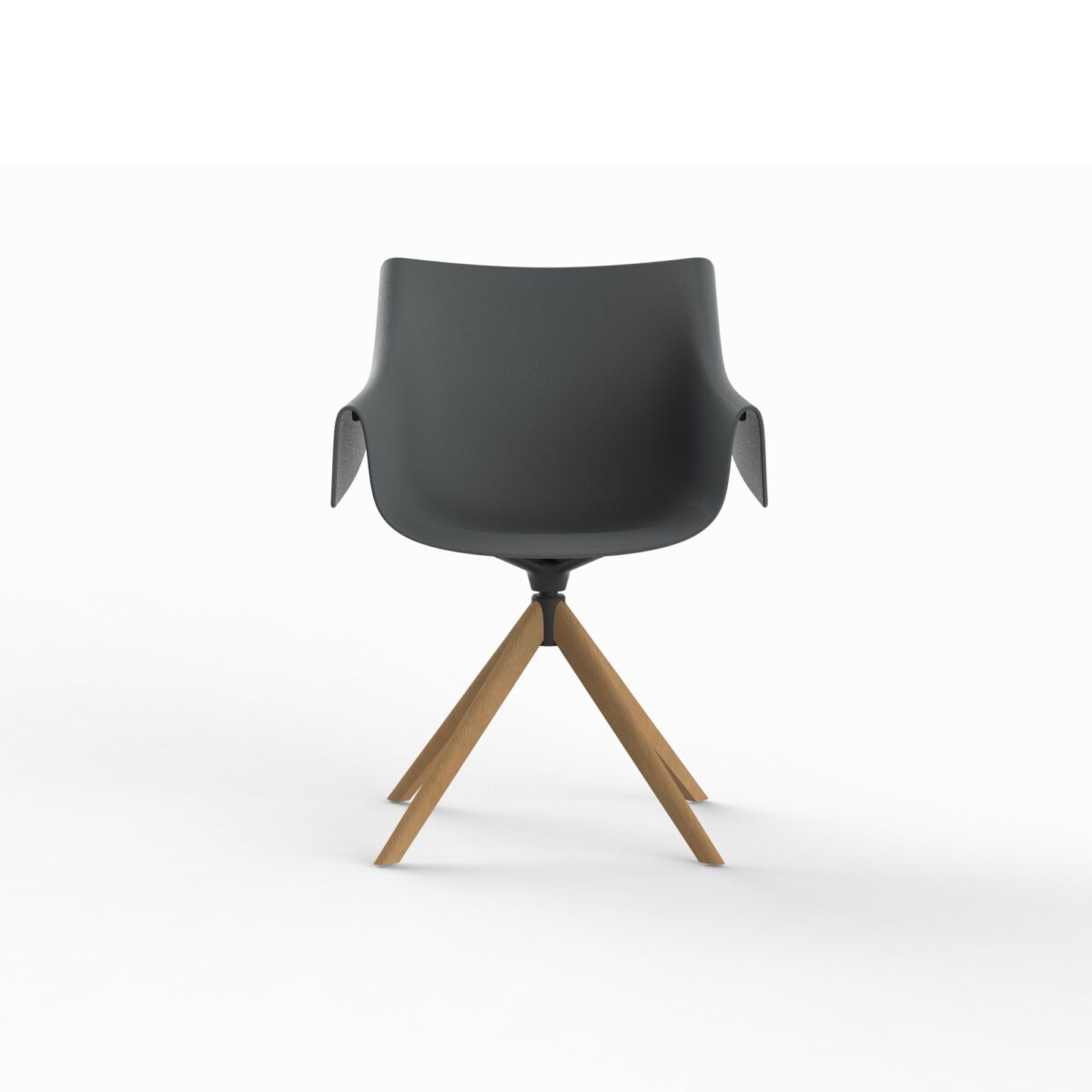 "Contemporary MANTA Wooden Swivel Chair by Vondom with curved seat and stylish base."