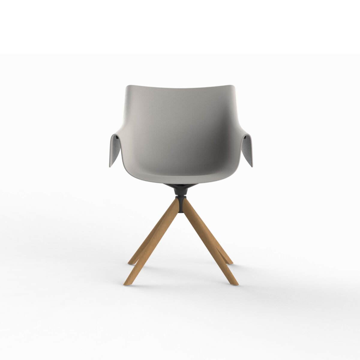 "Elegant MANTA Wooden Swivel Armchair by Vondom blending modern curves with organic texture."