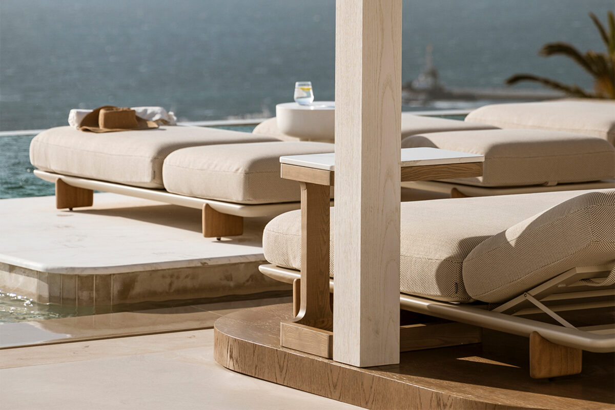 High-end Milos Sun Lounger by Ramón Esteve for Vondom, modern Spanish outdoor furniture for Troy, Michigan.