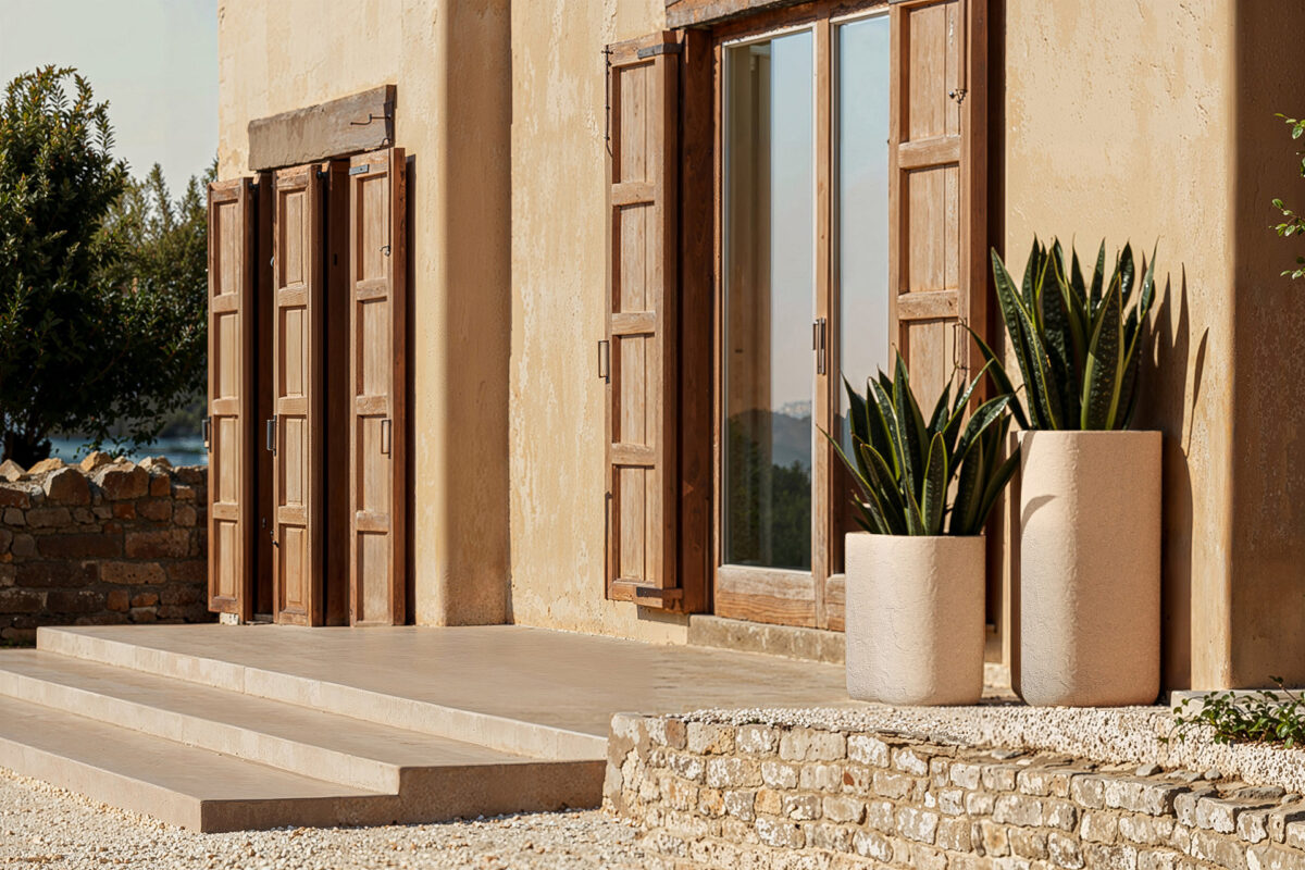 Luxury contemporary Milos minimalist planters by Vondom, designer indoor-outdoor decor for Royal Oak, Michigan.