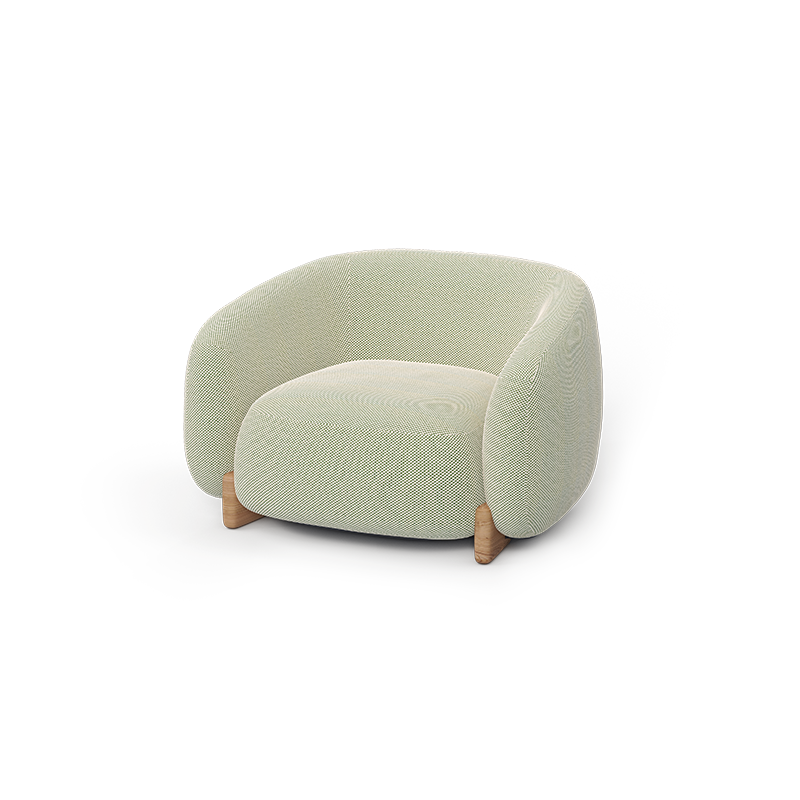 "Soft fabric MILOS lounge chair by Vondom with ergonomic design and sleek structural base."