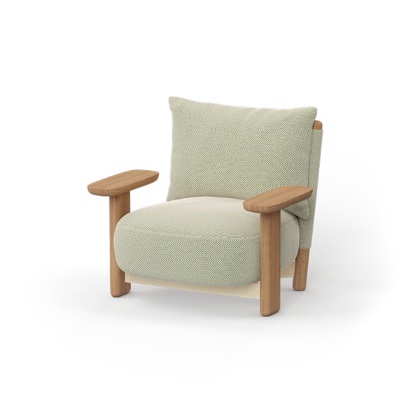 "Crafted wooden MILOS lounge chair by Vondom with smooth finishes and strong structure."