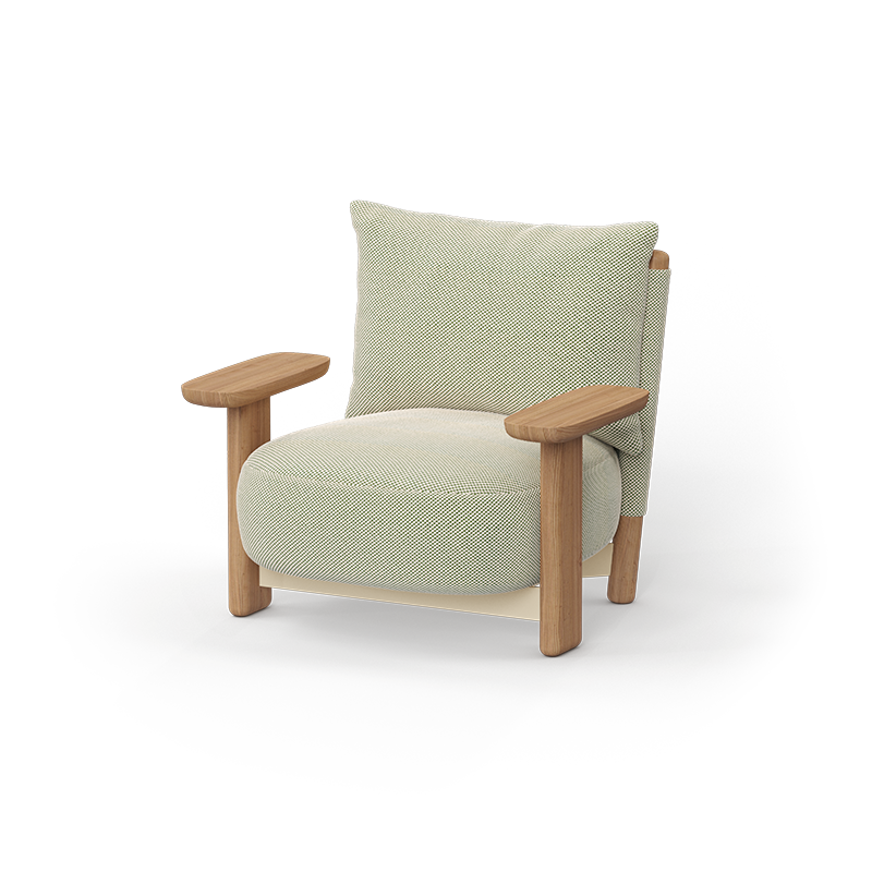 "Crafted wooden MILOS lounge chair by Vondom with smooth finishes and strong structure."