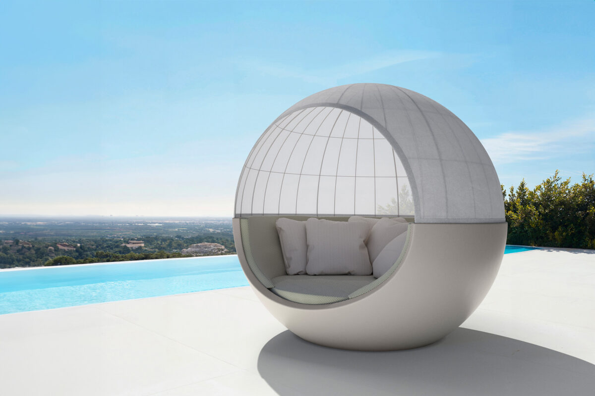 Contemporary MOON Daybed by Vondom offering shaded lounging and modern aesthetic for Birmingham, Michigan patios