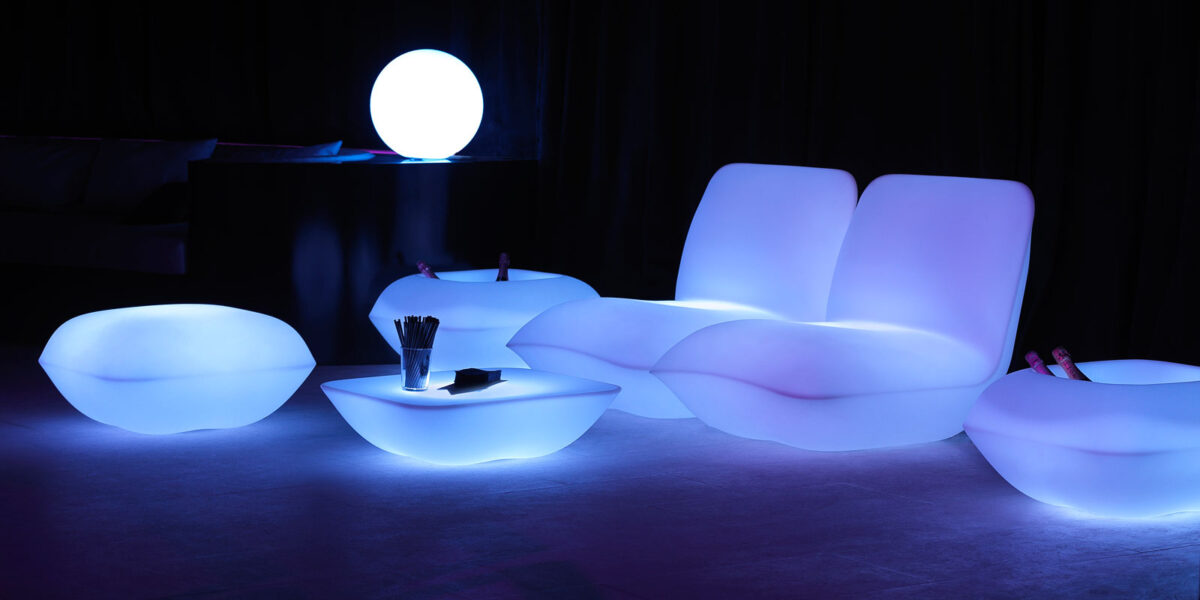 Designer outdoor PILLOW Coffee Table by Vondom, perfect for modern patios in Royal Oak, Michigan