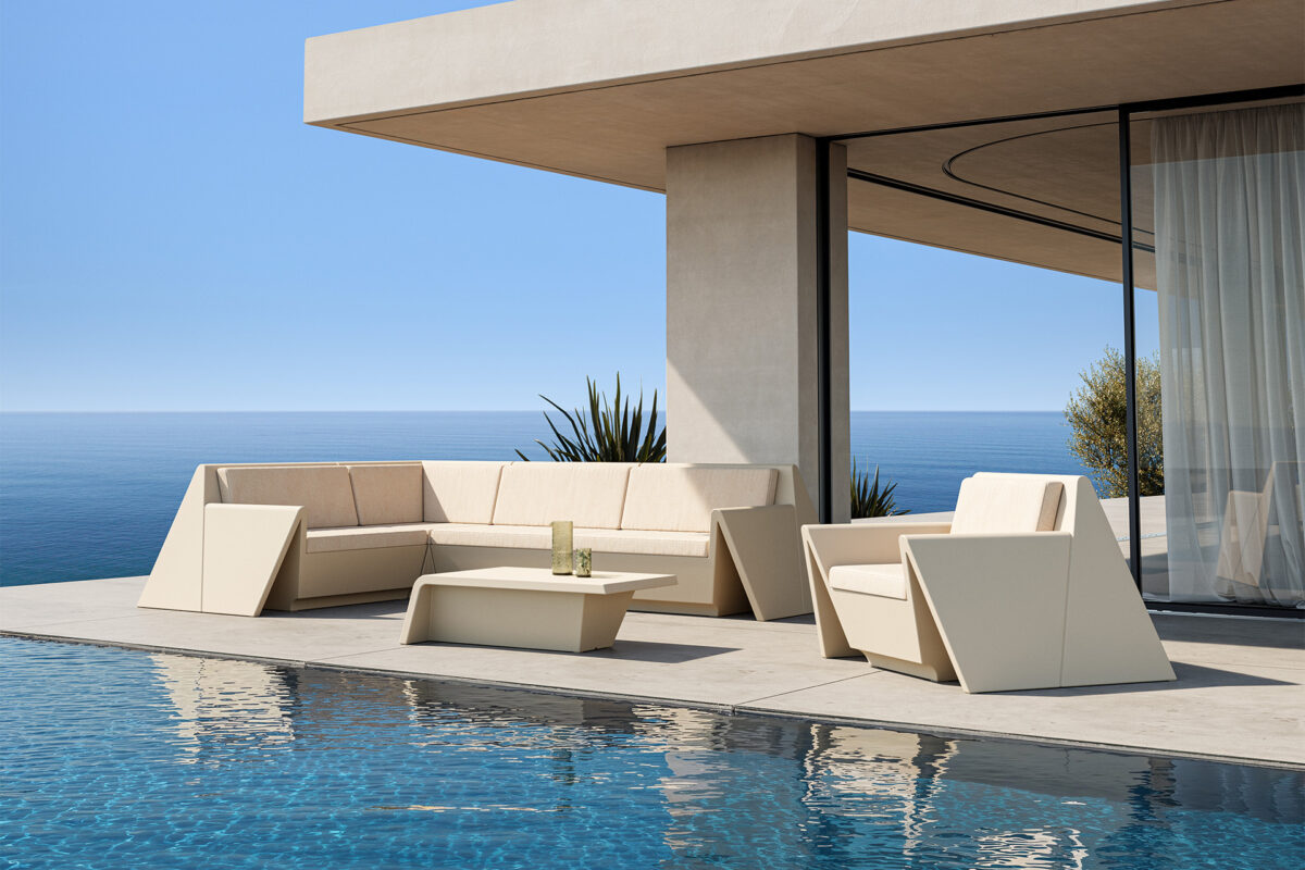 REST Sofa by Vondom – Versatile modular components including left, right, armless, corner, and chaise longue units.