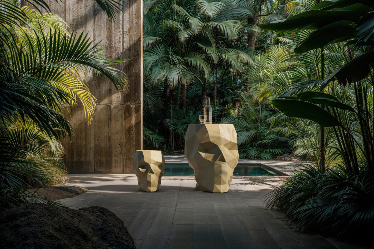 High-end Vondom SKULL Stool with striking form and matte finish, ideal for modern patios in Royal Oak, Michigan