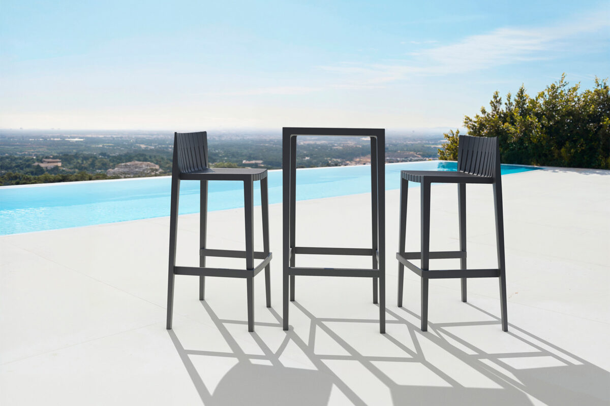 Luxury contemporary Spritz Stool by Archirivolto Design for Vondom, high-end Spanish outdoor seating for Birmingham, Michigan.