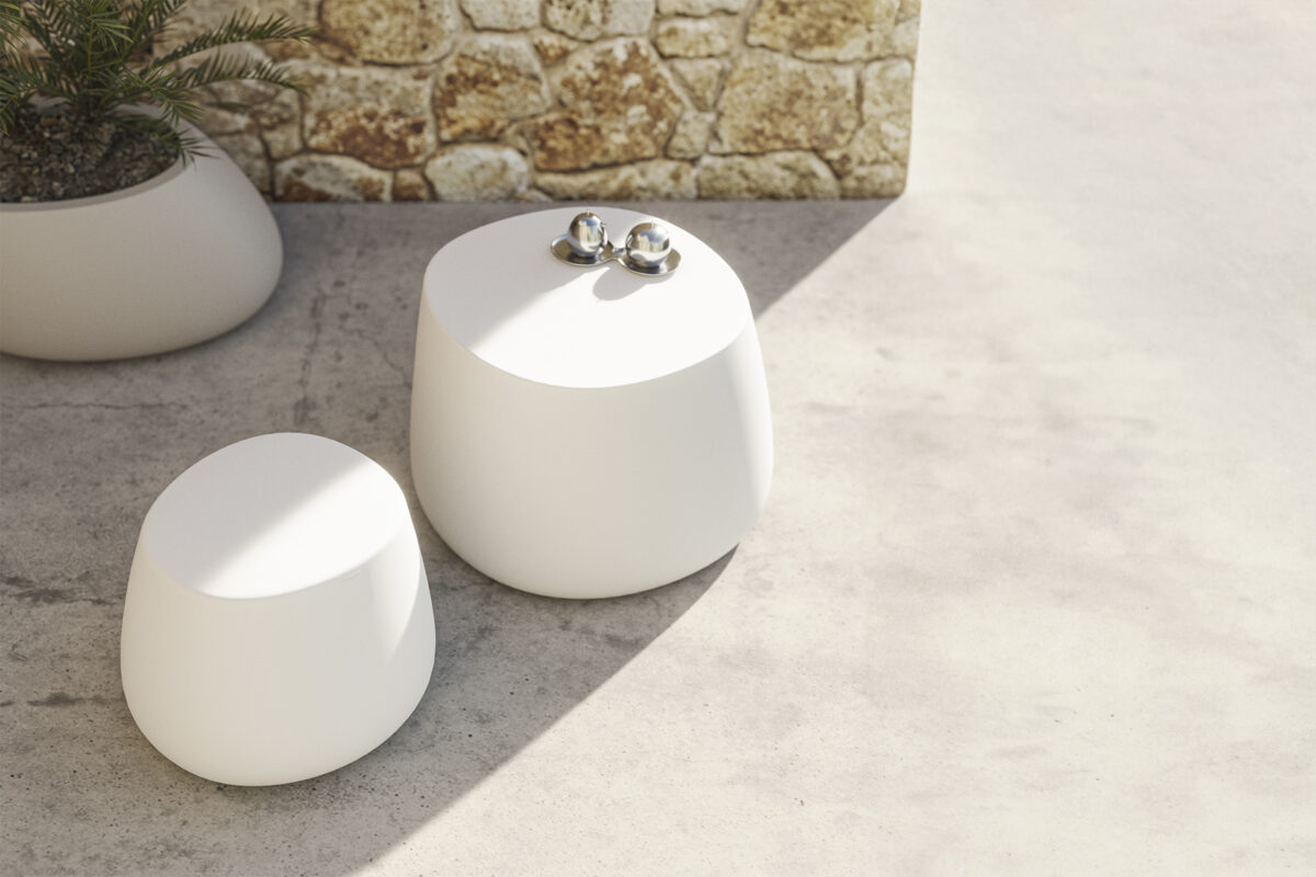 Modern Stone Stool 49x55x44 by Stefano Giovannoni for Vondom, high-end Spanish organic design for Royal Oak, Michigan.