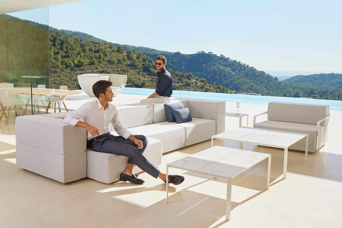 "Vondom TABLET lounge chair offering deep comfort with a sleek, geometric silhouette."