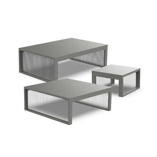 Luxury contemporary The Factory Low Tables by Ramón Esteve for Vondom, high-end Spanish outdoor furniture for Birmingham, Michigan.