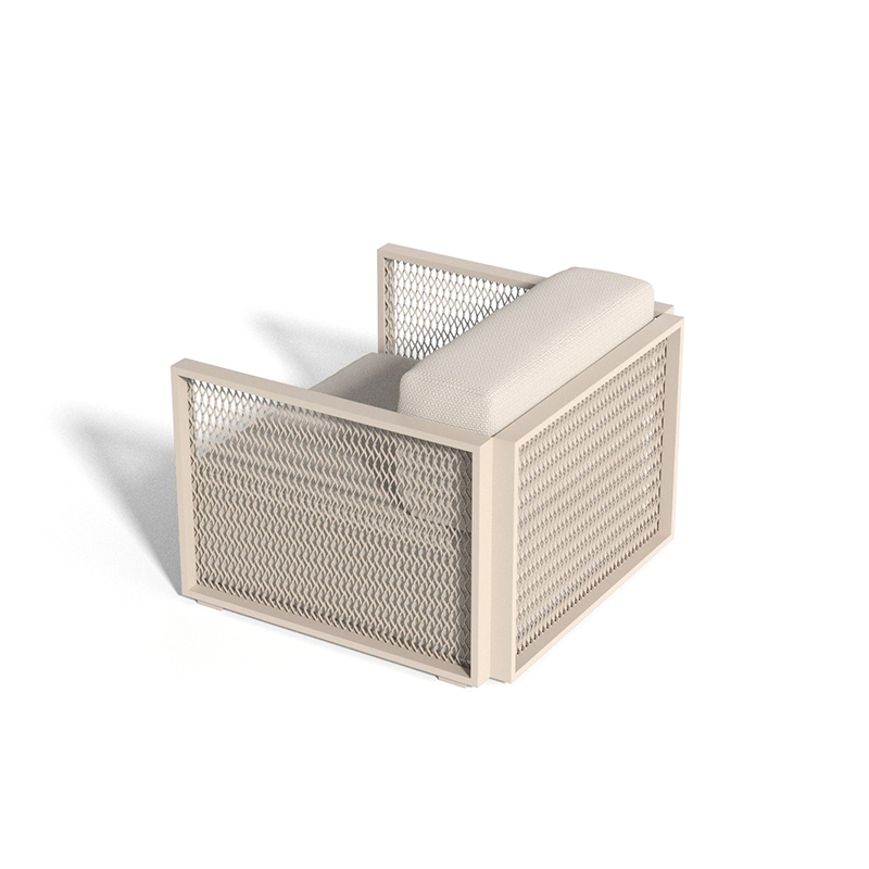 "Vondom THE FACTORY lounge chair with minimalist industrial frame and luxurious padding."