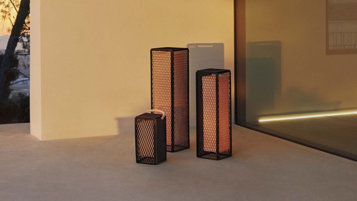 The Factory Lamp by Vondom, showcasing a luxury Italian contemporary lighting piece in matte black finish.
