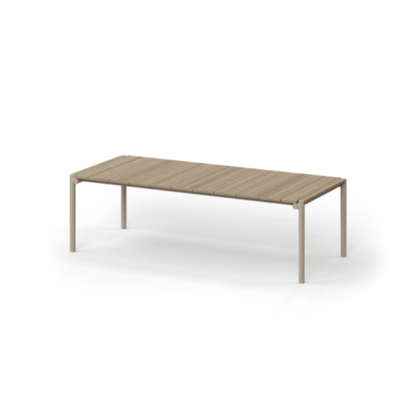 "Contemporary Vondom TULUM dining table with rectangular wooden top and clean-lined structure."