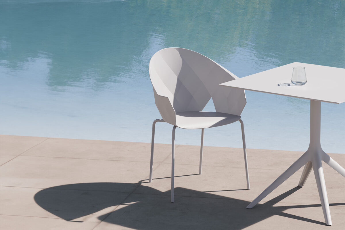 Luxury contemporary Vases Armchair by Ramón Esteve for Vondom, high-end Spanish outdoor furniture for Birmingham, Michigan.