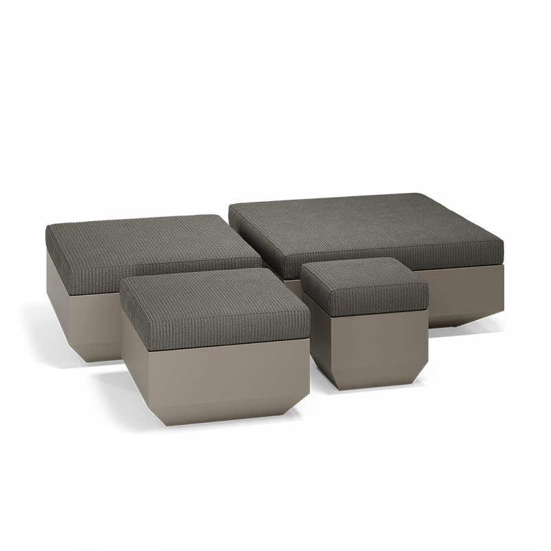 High-end Vela Square Ottoman by Ramón Esteve for Vondom, modern Spanish geometric outdoor furniture for Troy, Michigan.