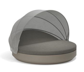 Luxury contemporary Vela Round Daybed by Ramón Esteve for Vondom, high-end Spanish outdoor furniture for Birmingham, Michigan.