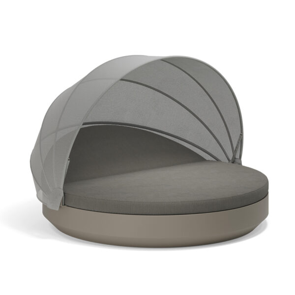 Luxury contemporary Vela Round Daybed by Ramón Esteve for Vondom, high-end Spanish outdoor furniture for Birmingham, Michigan.