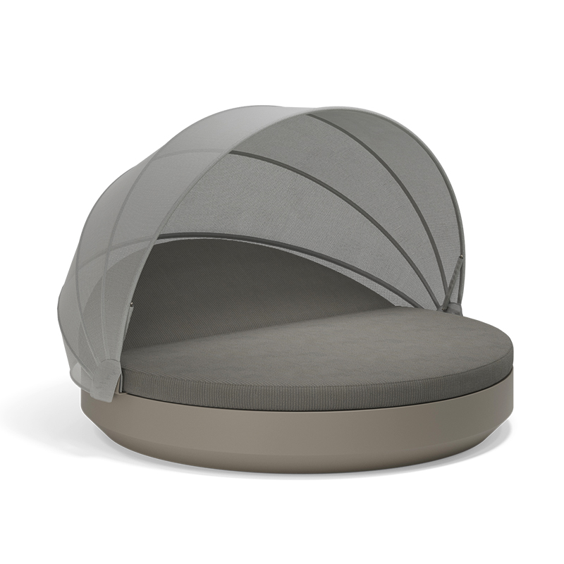 Luxury contemporary Vela Round Daybed by Ramón Esteve for Vondom, high-end Spanish outdoor furniture for Birmingham, Michigan.