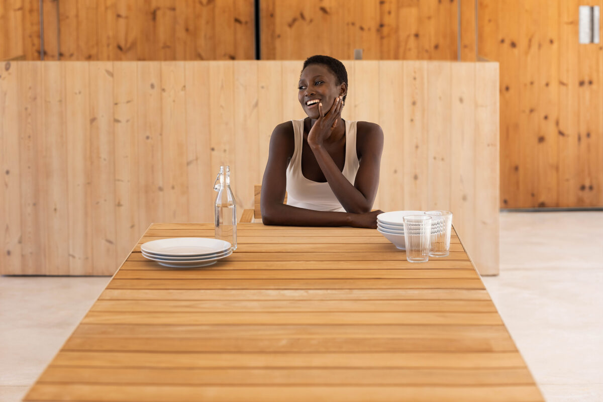 Contemporary outdoor dining table from Vondom’s VINEYARD collection