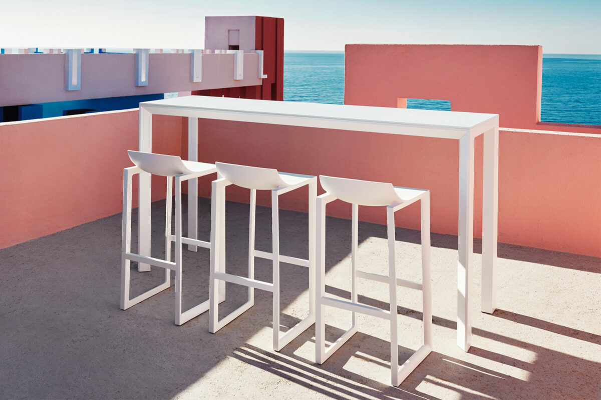 Luxury contemporary Wall Street Stool by Eugeni Quitllet for Vondom, high-end Spanish architectural design for Birmingham, Michigan.