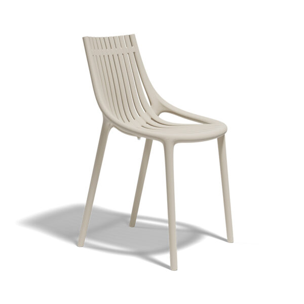 "Elegant and stackable IBIZA Chair by Vondom designed for relaxed, modern living."
