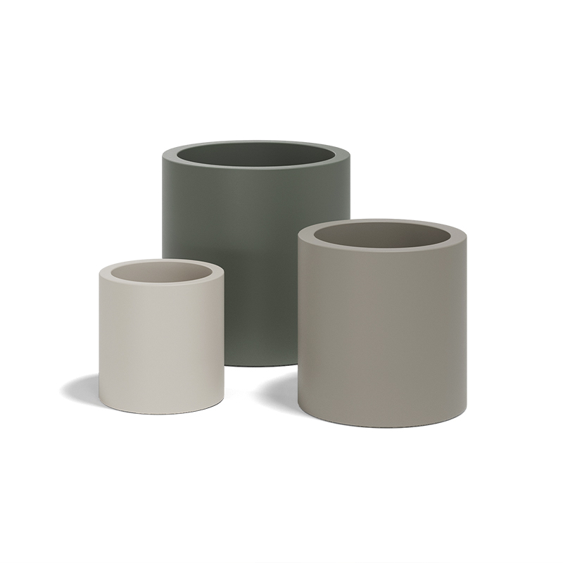 Modern Spanish Cylinder minimalist planter by Vondom, designer indoor-outdoor decor for Troy, Michigan.
