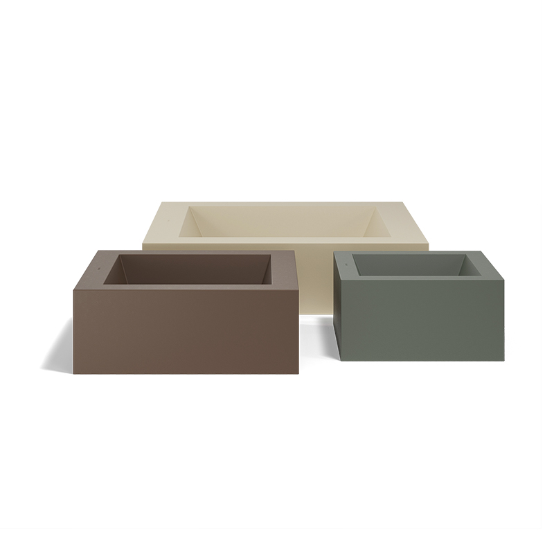 "Vondom LAND 120x120x30 planter in matte white, showcasing minimalist design."