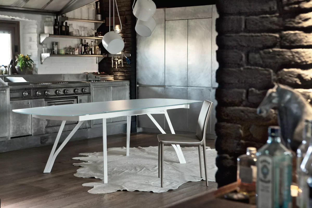 Modern dining room showcasing Alfa table by Bontempi