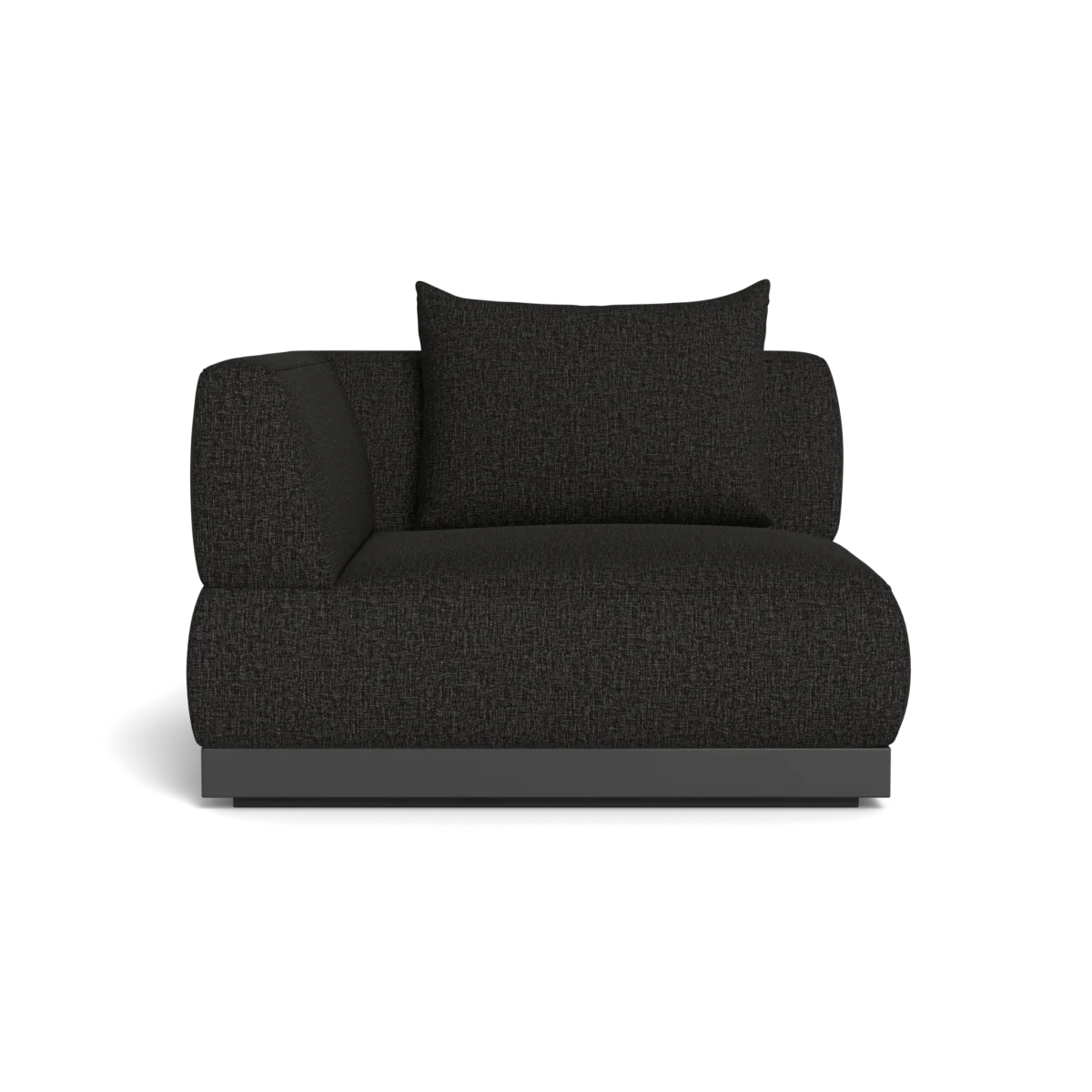 “Side profile of Amalfi Corner by Harbour – elegant modular seating component for outdoor arrangements”