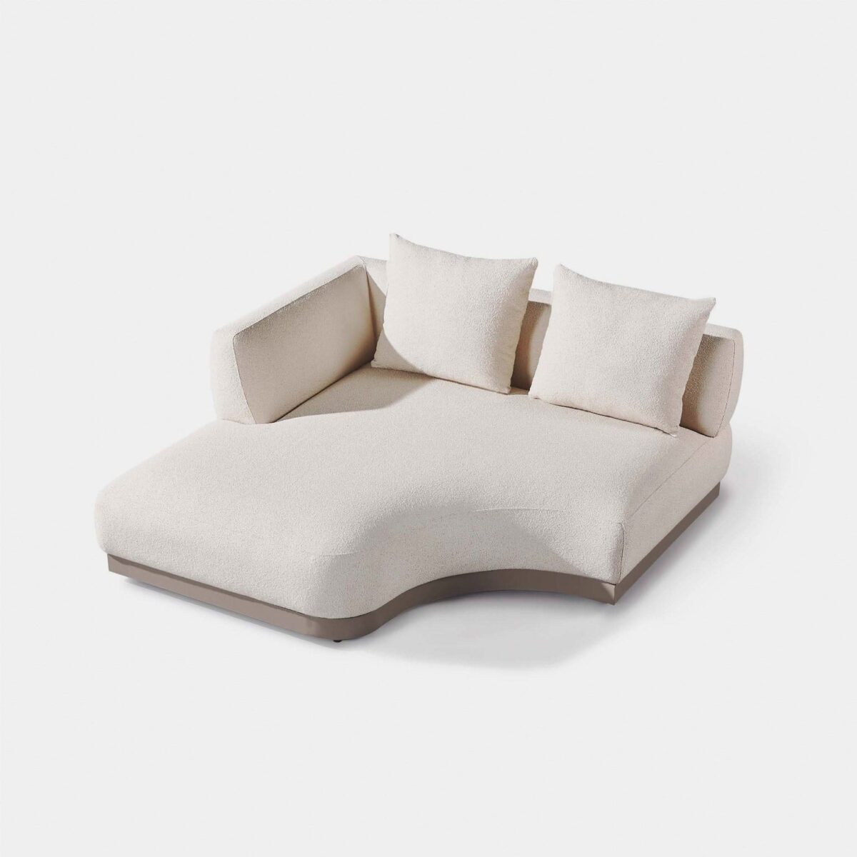  “Detail shot of Amalfi Curved Chaise Left – close-up of upholstery and frame finish”