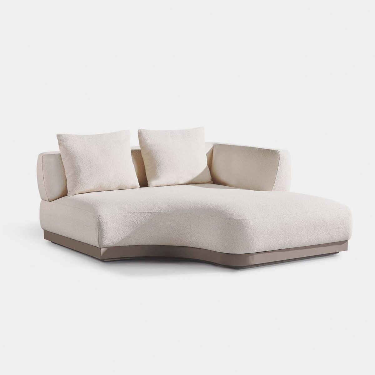 “Harbour Amalfi Curved Right Chaise in patio setting – luxury outdoor lounging furniture”
