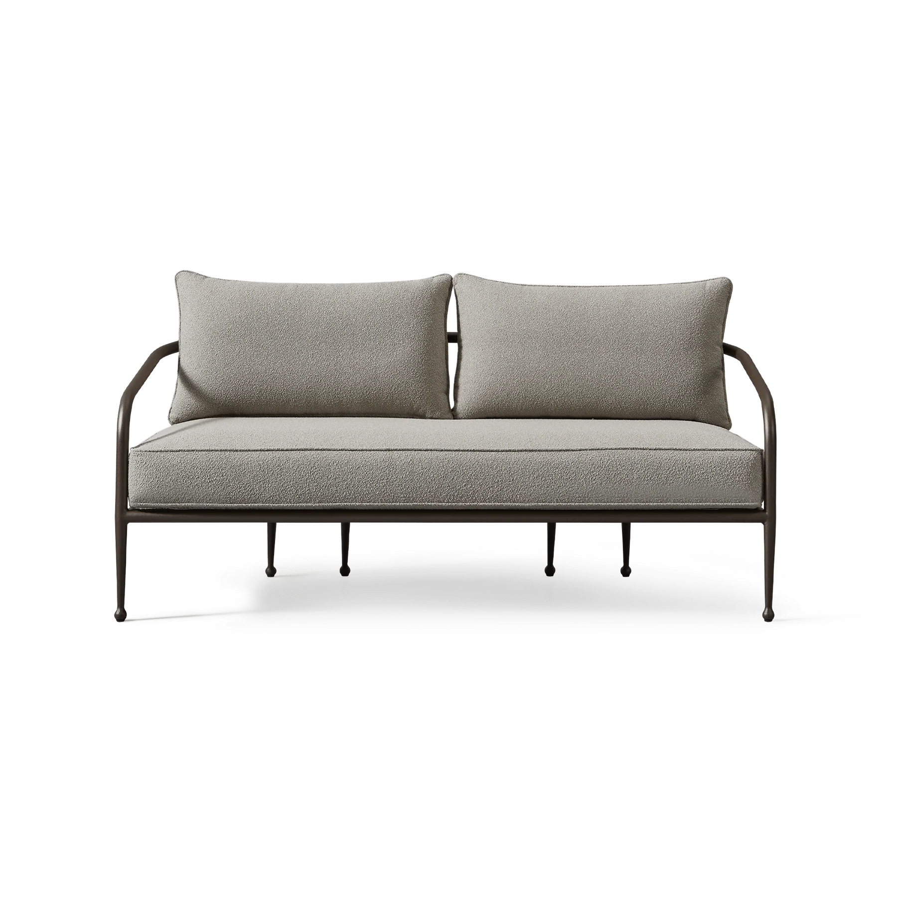 “Andre 2 Seat Sofa by Harbour – modern outdoor loveseat with slim aluminum frame and plush cushions”