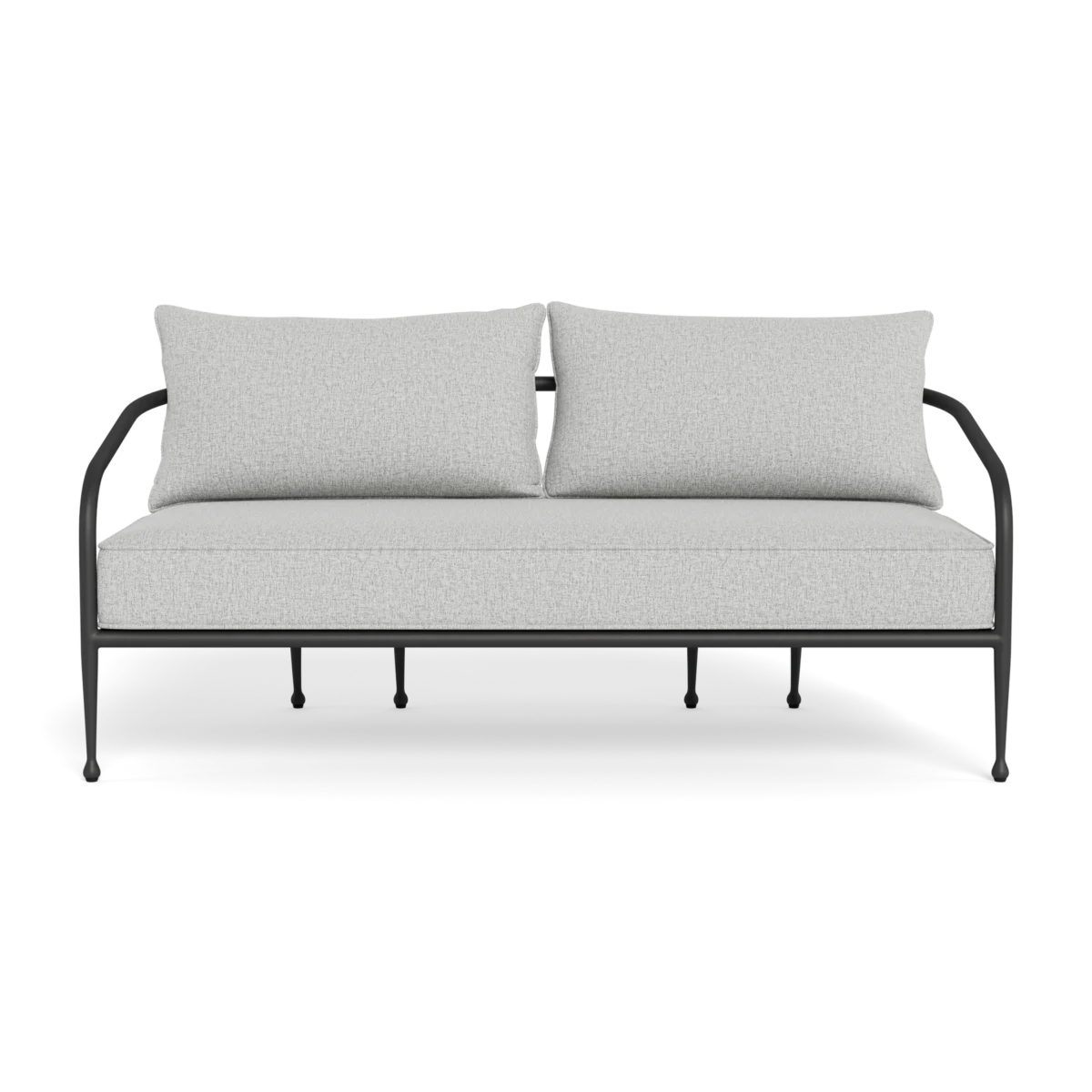 “Back view of Andre 2 Seat Sofa – streamlined outdoor seating with powder-coated aluminum base”