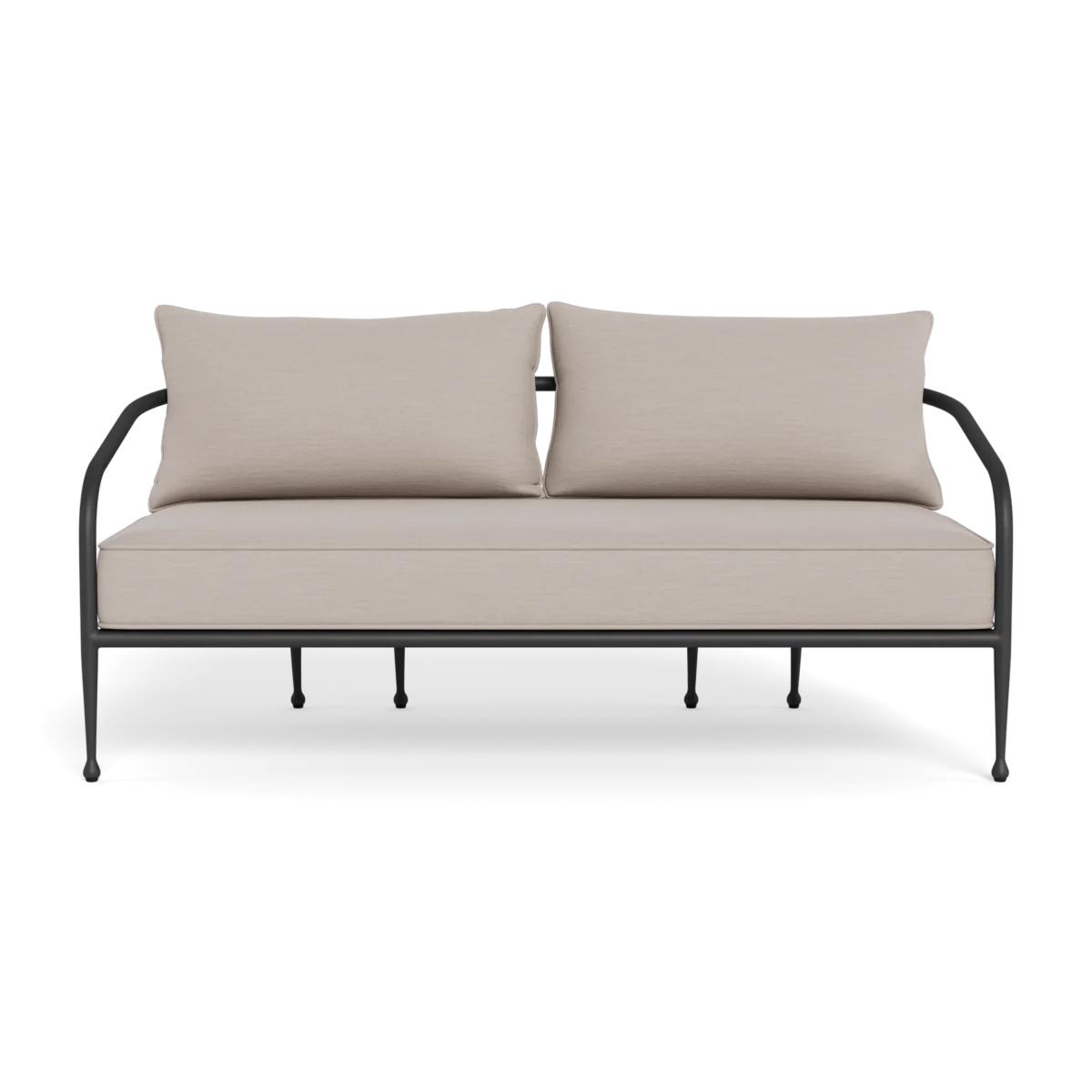 “Side angle of Harbour’s Andre 2 Seat Sofa – low-profile frame with tailored performance cushions”