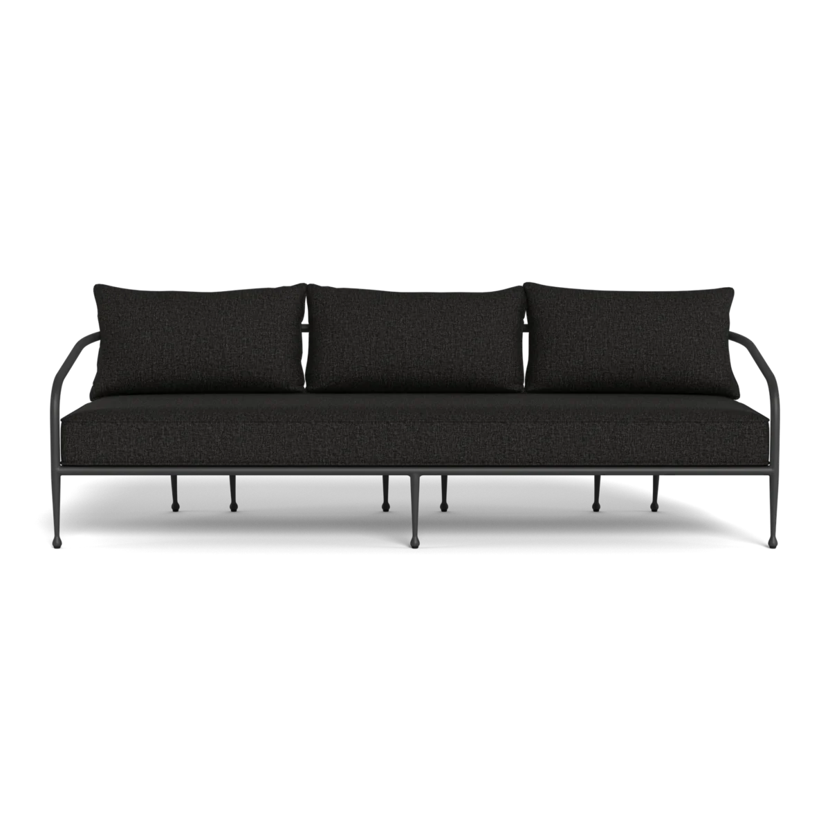 “Front view of Andre 3 Seat Sofa – sleek modern patio furniture by Harbour with performance fabric”