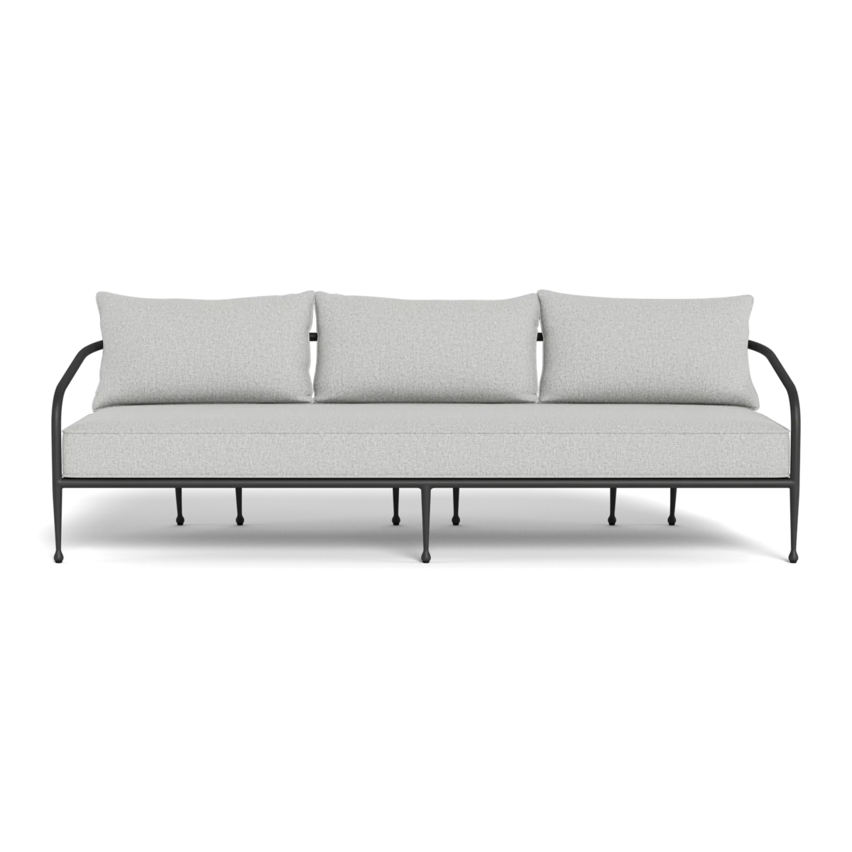 “Side profile of Andre sofa – Harbour’s elegant 3-seat outdoor design with low arms and deep seating”