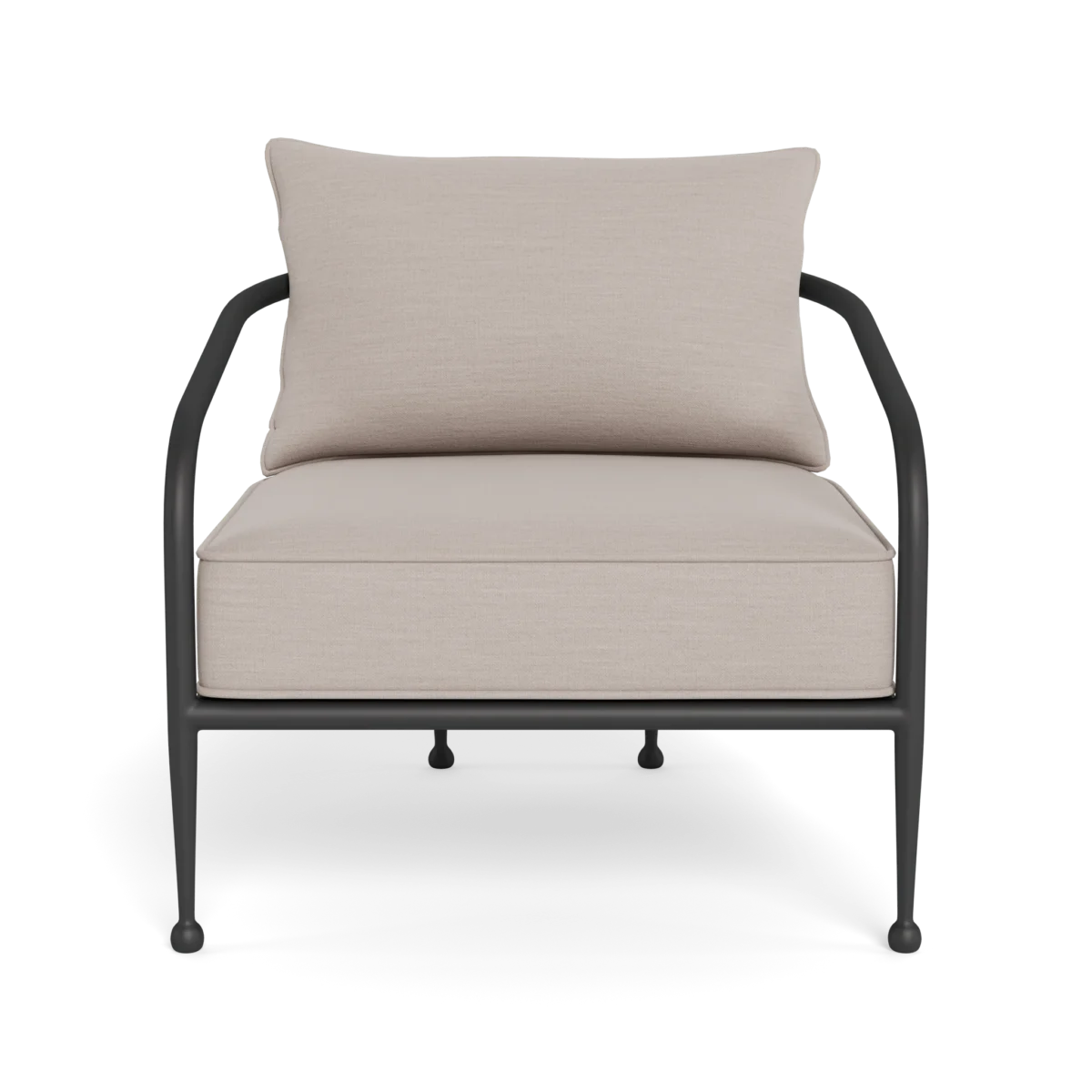 “Back view of Andre Lounge Chair – low-profile frame with plush support”