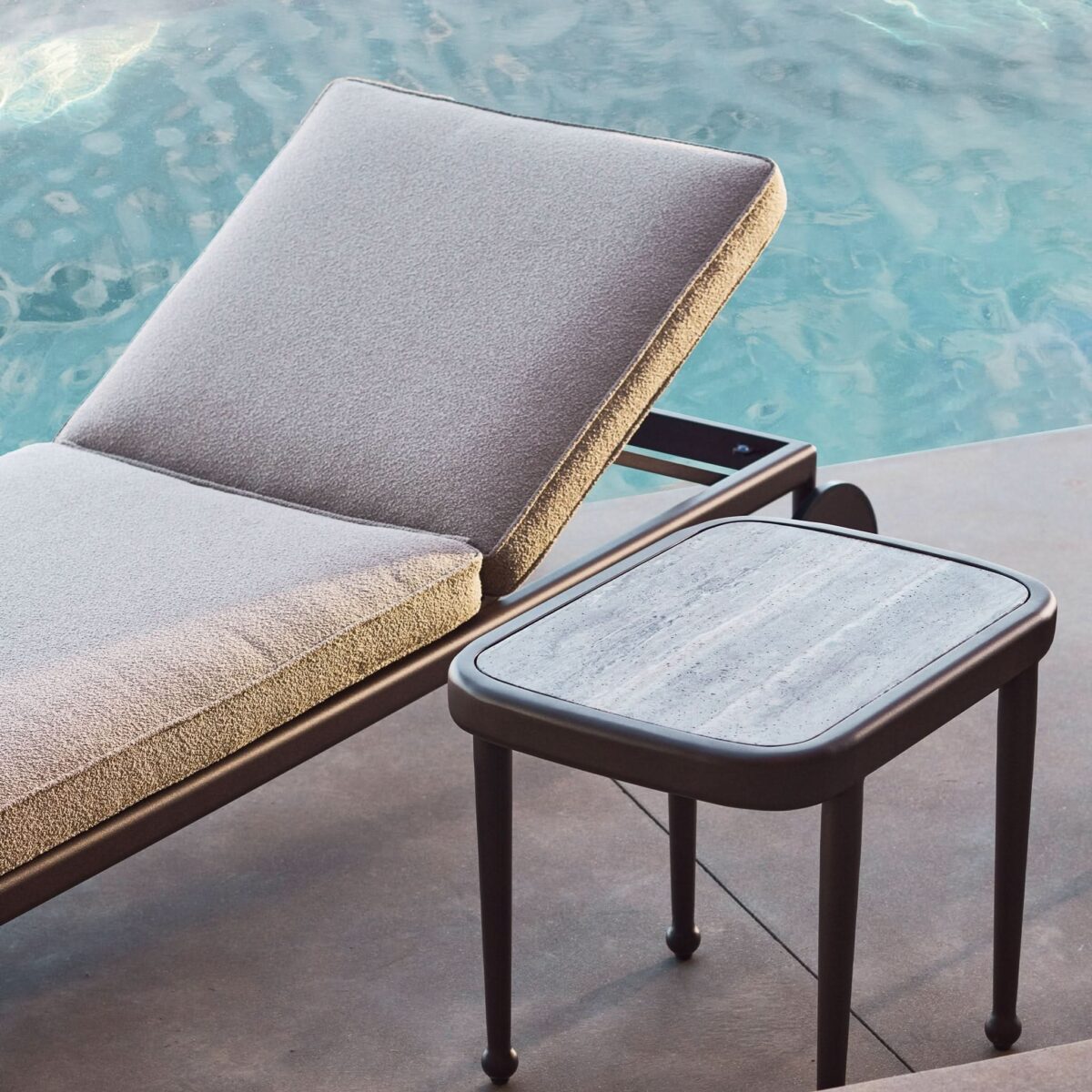 “Andre Rectangle Side Table by Harbour – modern outdoor table with linear form and solid structure”