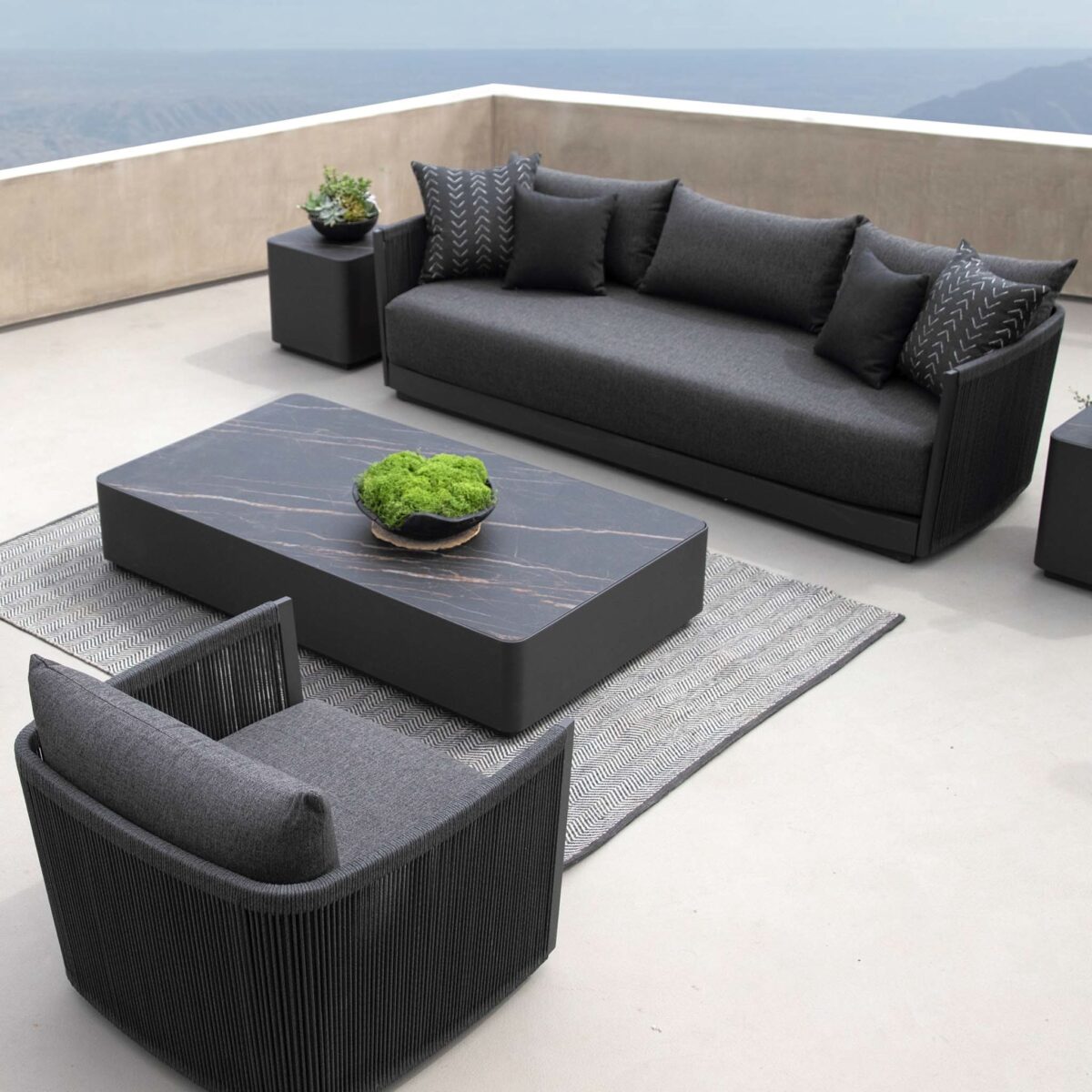 “Side profile of Antigua Coffee Table by Harbour – sleek and low-profile design ideal for contemporary outdoor spaces”
