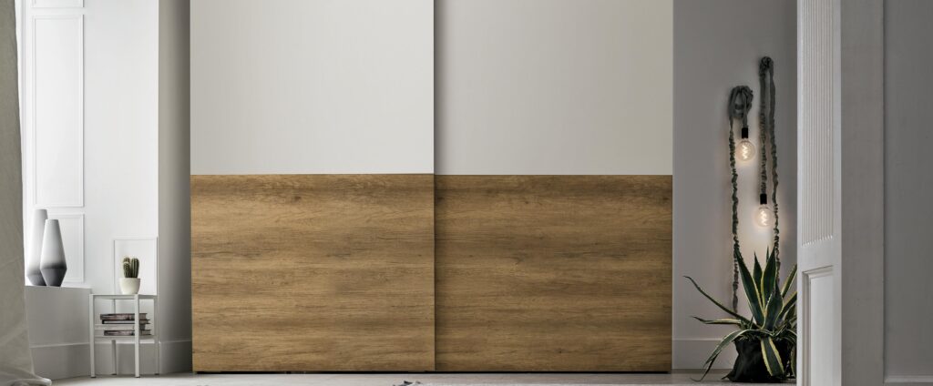 “Double Sliding wardrobe by Tomasella – modern Italian wardrobe with dual sliding doors and minimalist design”