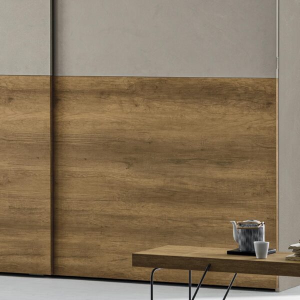 “Remix Sliding wardrobe by Tomasella – modern Italian sliding wardrobe with mixed-material panels and minimalist design"
