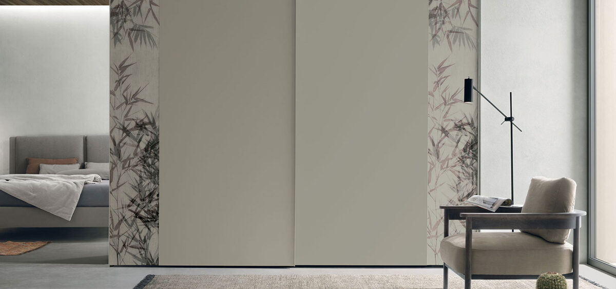 “Strip Sliding wardrobe by Tomasella – modern Italian wardrobe with bold horizontal strip detailing and minimalist sliding doors”