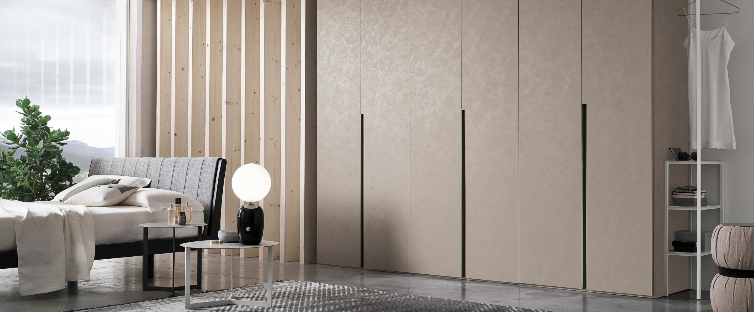 “Doris wardrobe by Tomasella – modern Italian wardrobe with recessed handle design and sleek lacquered finish”