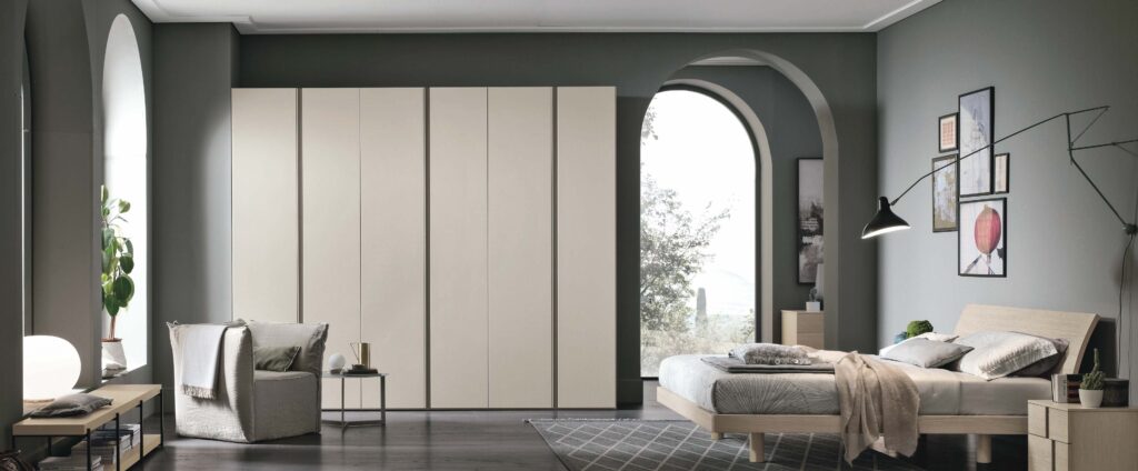 “Denver wardrobe by Tomasella – modern Italian wardrobe with vertical groove detailing and sleek handleless doors”
