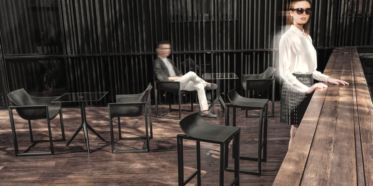 High-end Wall Street Armchair by Eugeni Quitllet for Vondom, modern Spanish outdoor furniture for Troy, Michigan.